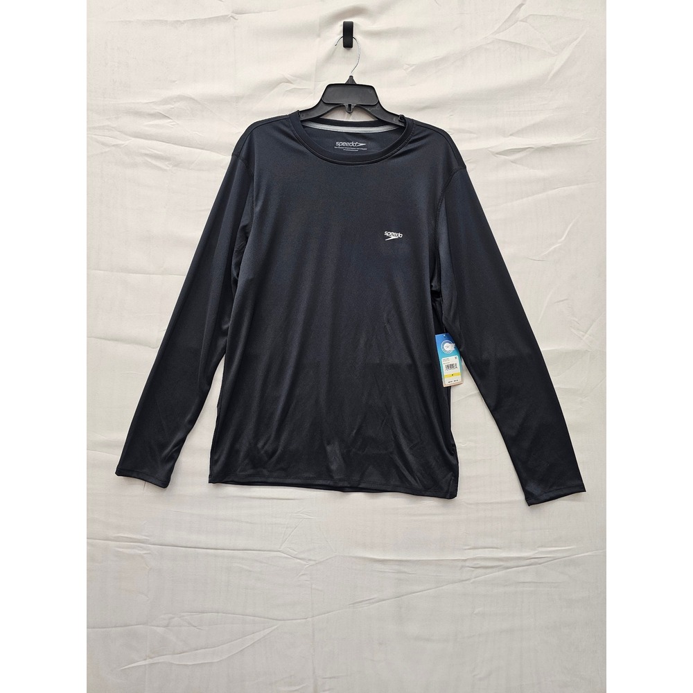 Speedo Womens Long Sleeve Swim Shirt Rash Guard Black Size M 87748511